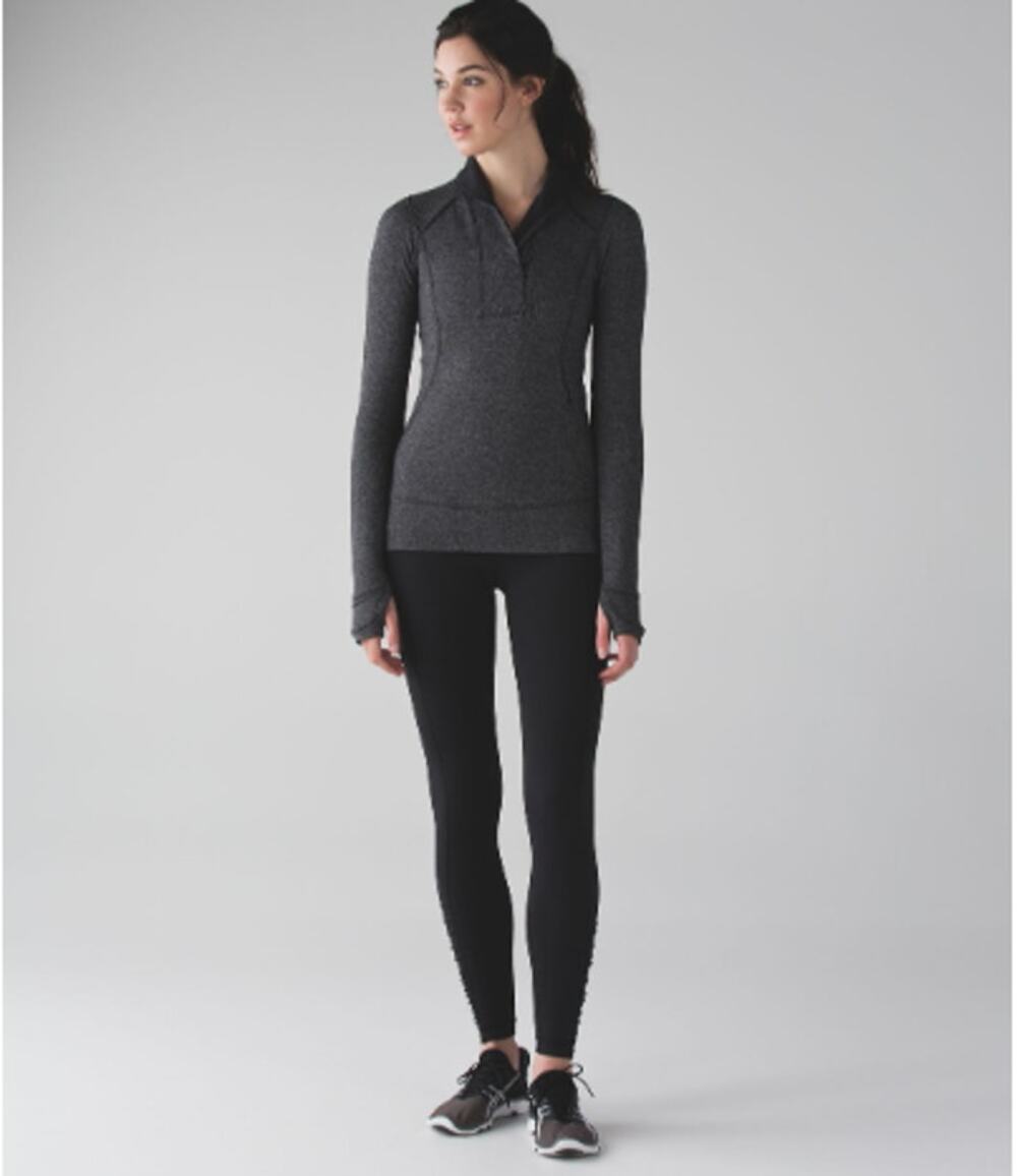 Lululemon 8 Think Fast Pullover Herringbone Gray Half Zip Pullover Running